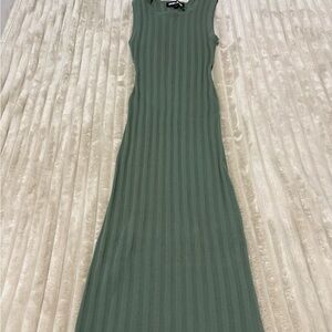 DKNY Green Sleeveless Ribbed Dress